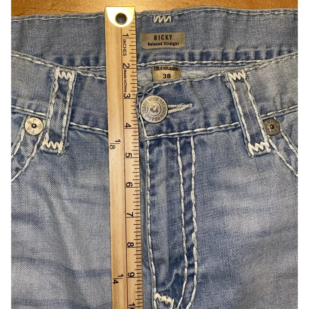 true religion jeans Men's Ricky Relaxed ‎ Thick Stitching 38x35